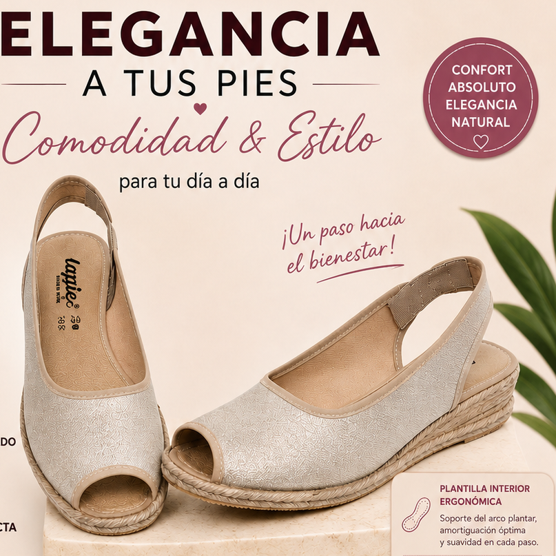 Sandalias de cuña para mujer con acabado brillante en color platino