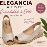 Sandalias de cuña para mujer con acabado brillante en color platino