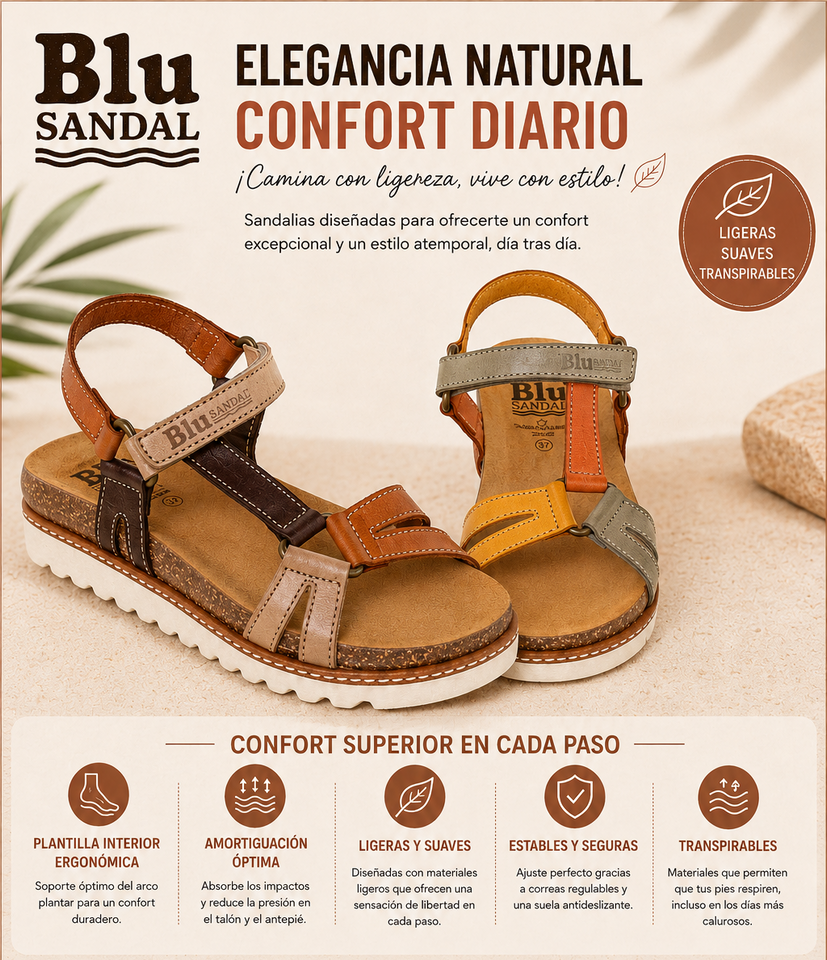 Sandalias cómodas de piel multicolor para mujer – Confort y elegancia