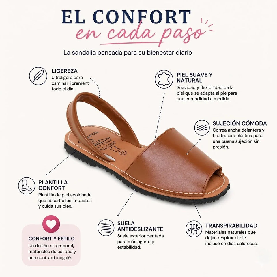 Sandalias casuales de cuero para mujer
