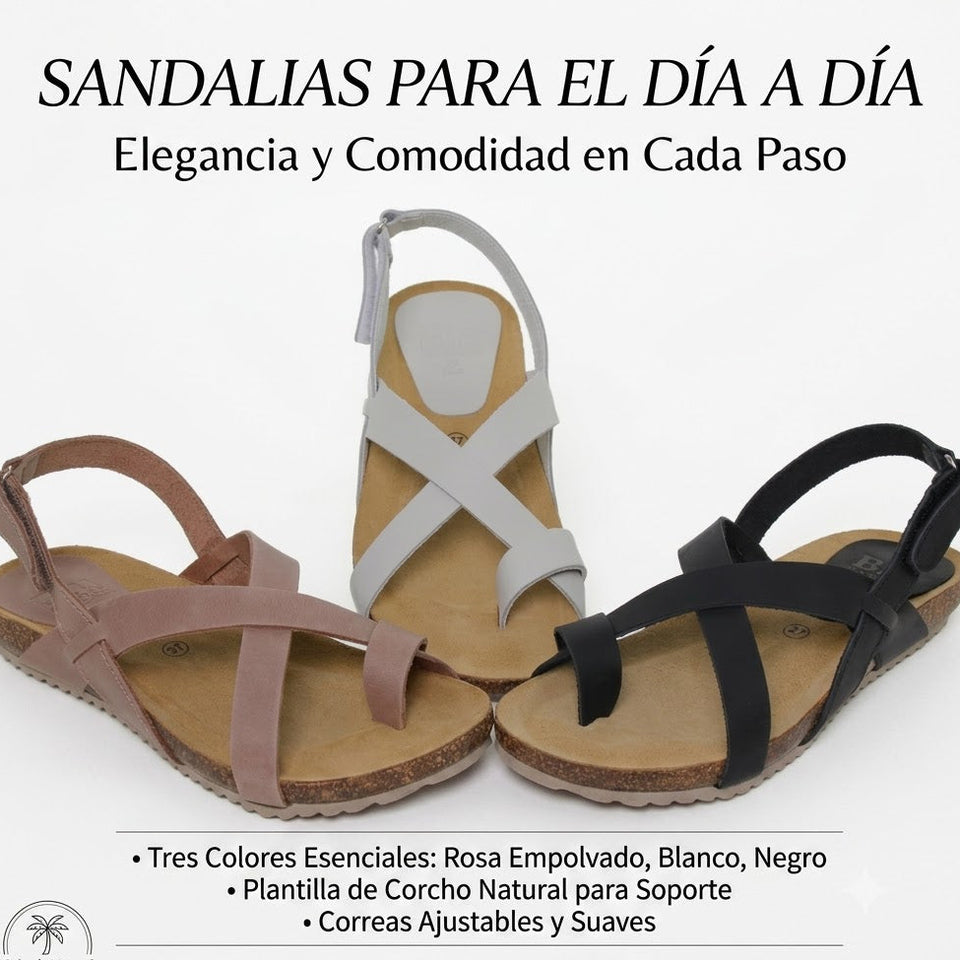 Sandalia de Piel para Mujer con Cuña Baja de 2,5 cm y Plantilla Acolchada