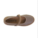 Zapatos de cuña de textil para mujer – Blanco y topo