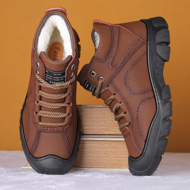 Bottes de neige en peluche pour hommes (CUIR NATUREL)