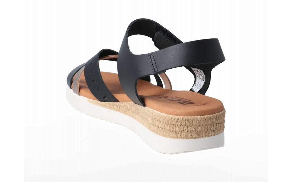 Sandalias de piel para mujer con cuña de 3,5 cm y tiras cruzadas - imagen 4