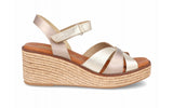 Sandalias de piel multimetal con cuña de estilo natural – imagen 2