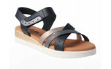 Sandalias de piel para mujer con cuña de 3,5 cm y tiras cruzadas - imagen 2
