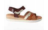 Sandalias de piel para mujer con cuña de 3,5 cm y tiras cruzadas - imagen 3