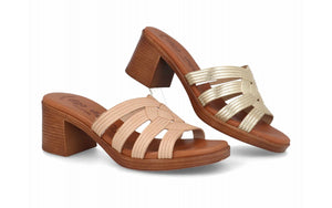 Sandalias de piel para mujer con tacón de 6 cm y tiras trenzadas - imagen 1