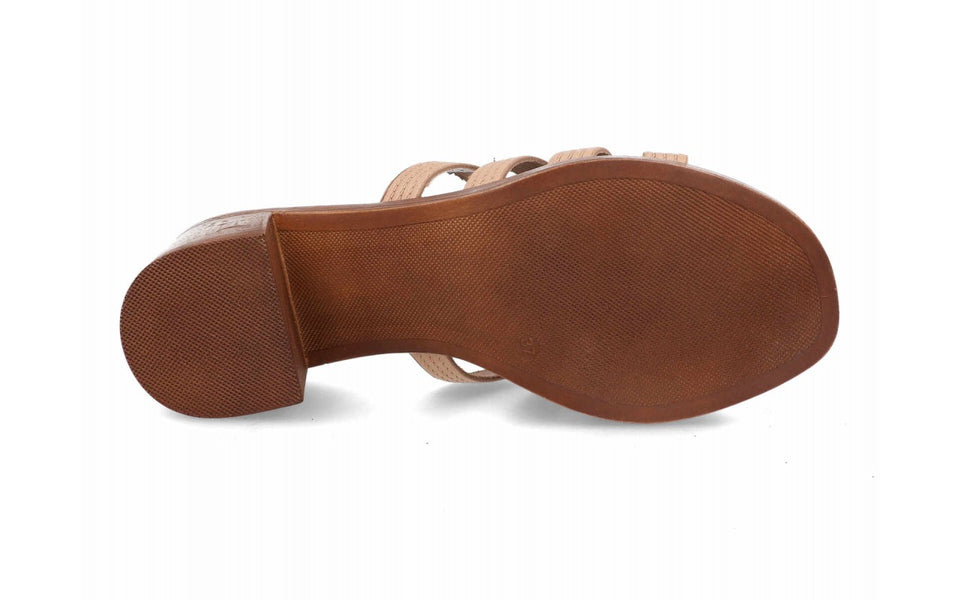Sandalias de piel para mujer con tacón de 6 cm y tiras trenzadas - imagen 4