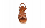 Sandalias de piel con cuña de esparto y detalles brillantes – imagen 5