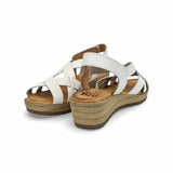 Sandalias de cuña de piel para mujer – Multicuero y blanco