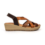 Sandalias de cuña de piel para mujer – Multicuero y blanco