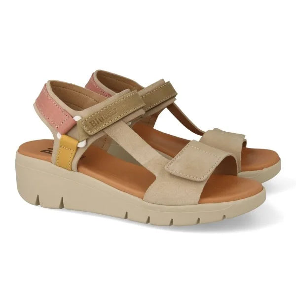 Sandalia de cuero cómoda para mujer con cierre de velcro
