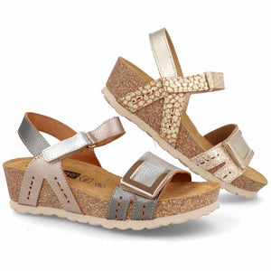 Sandalias de Mujer en Piel con Cuña de 5 cm y Plantilla de Gel